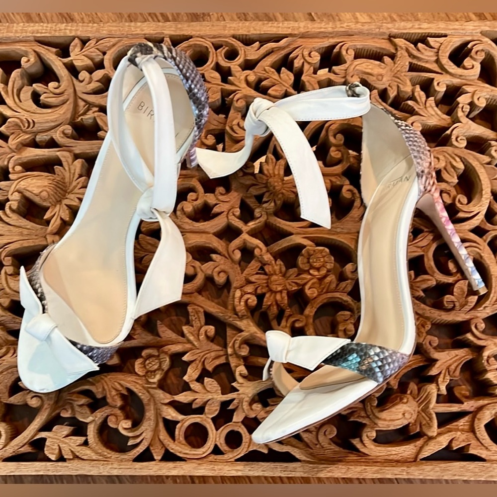Alexandre Birman Heel The Clarita Pastel Snakeskin Trim Stiletto Sandal Bows 8.5 - Picture 5 of 10
